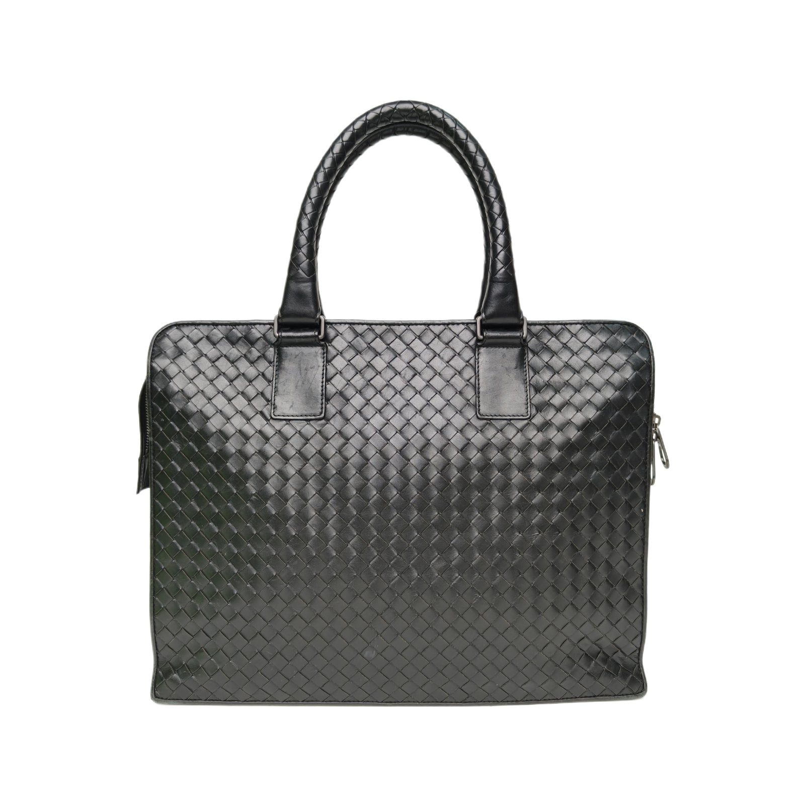 BV Classic Woven Briefcase in Black Leather