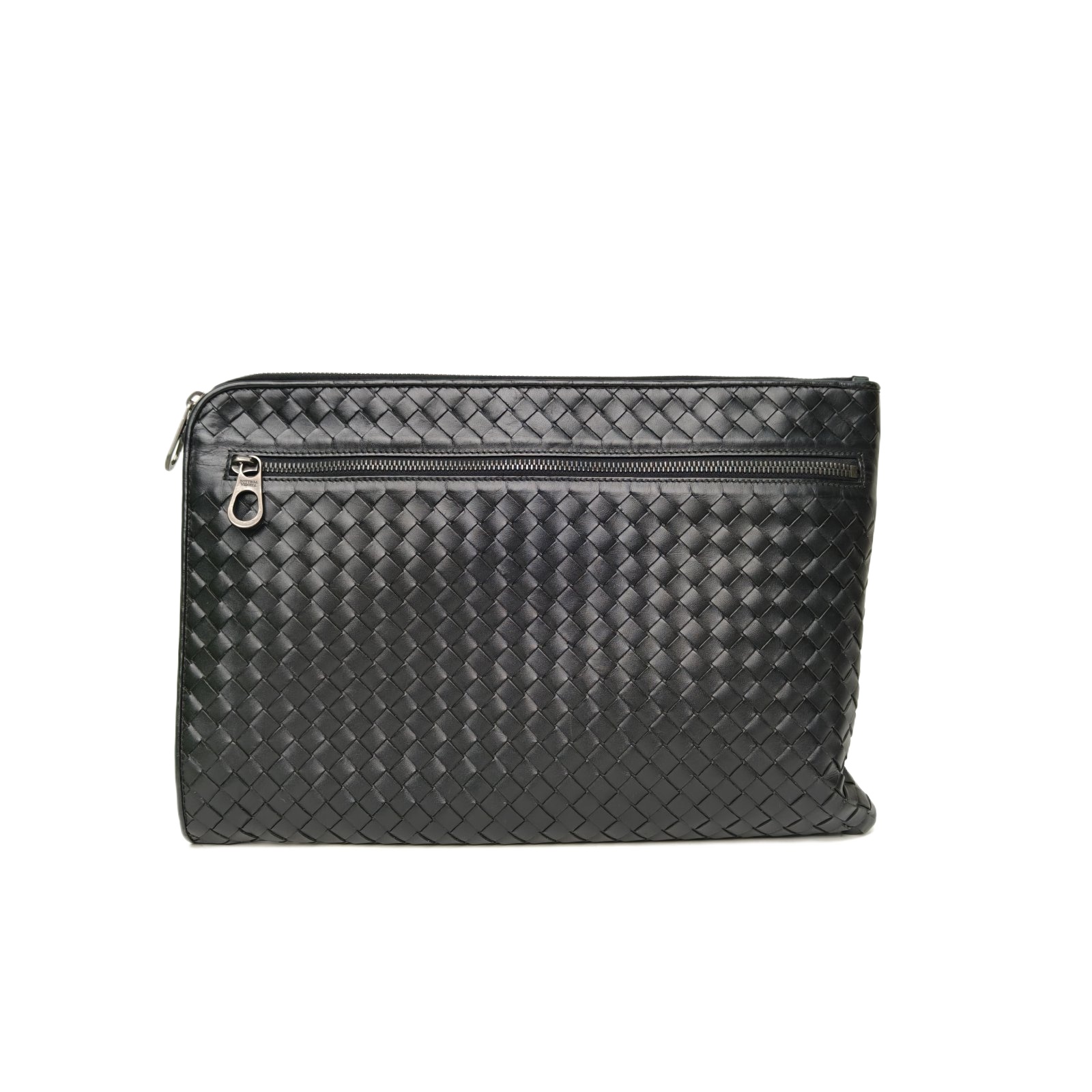 BV Classic Woven Pouch in Black Leather