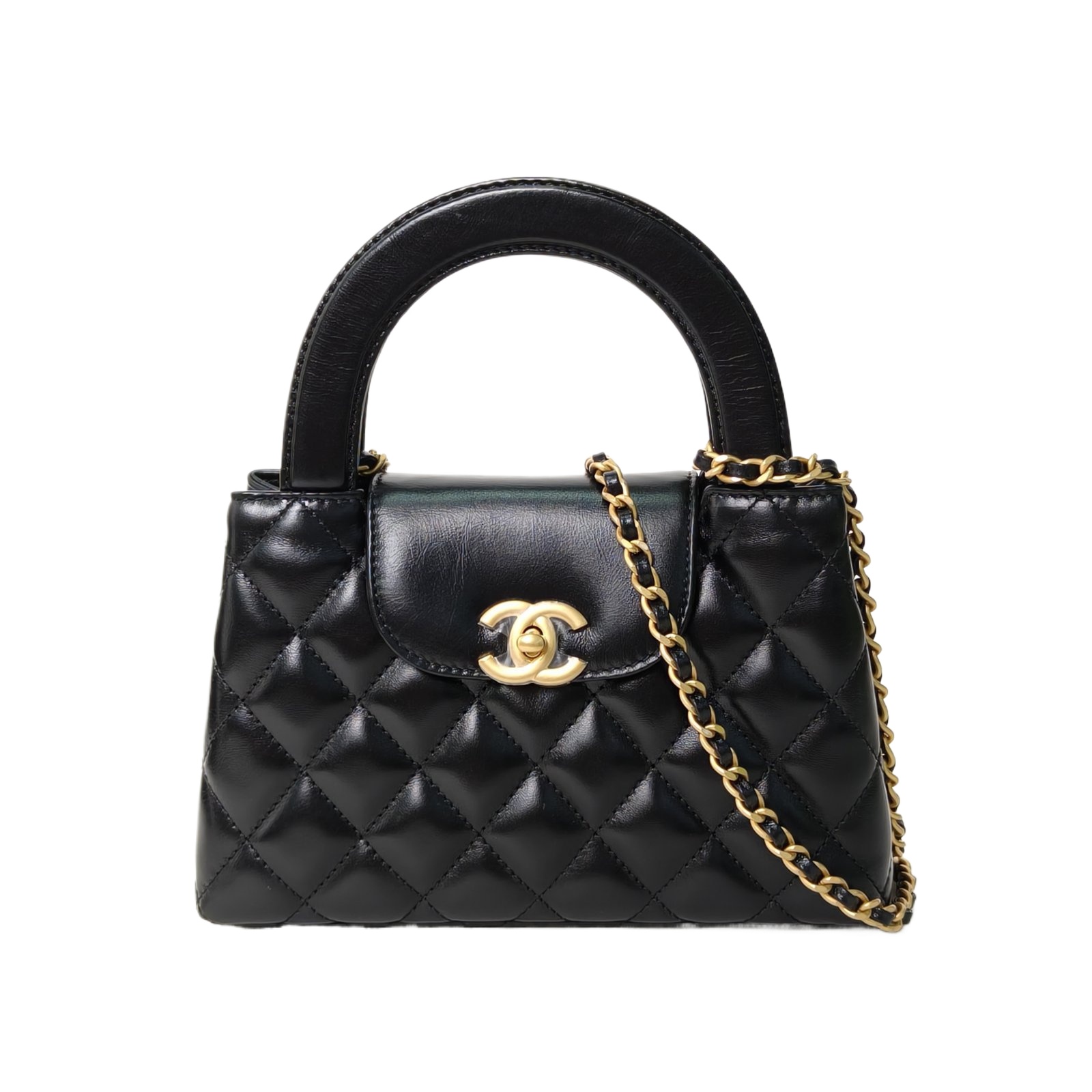 Chanel 25C Kelly Chain Handle Mini 19cm in Black Leather