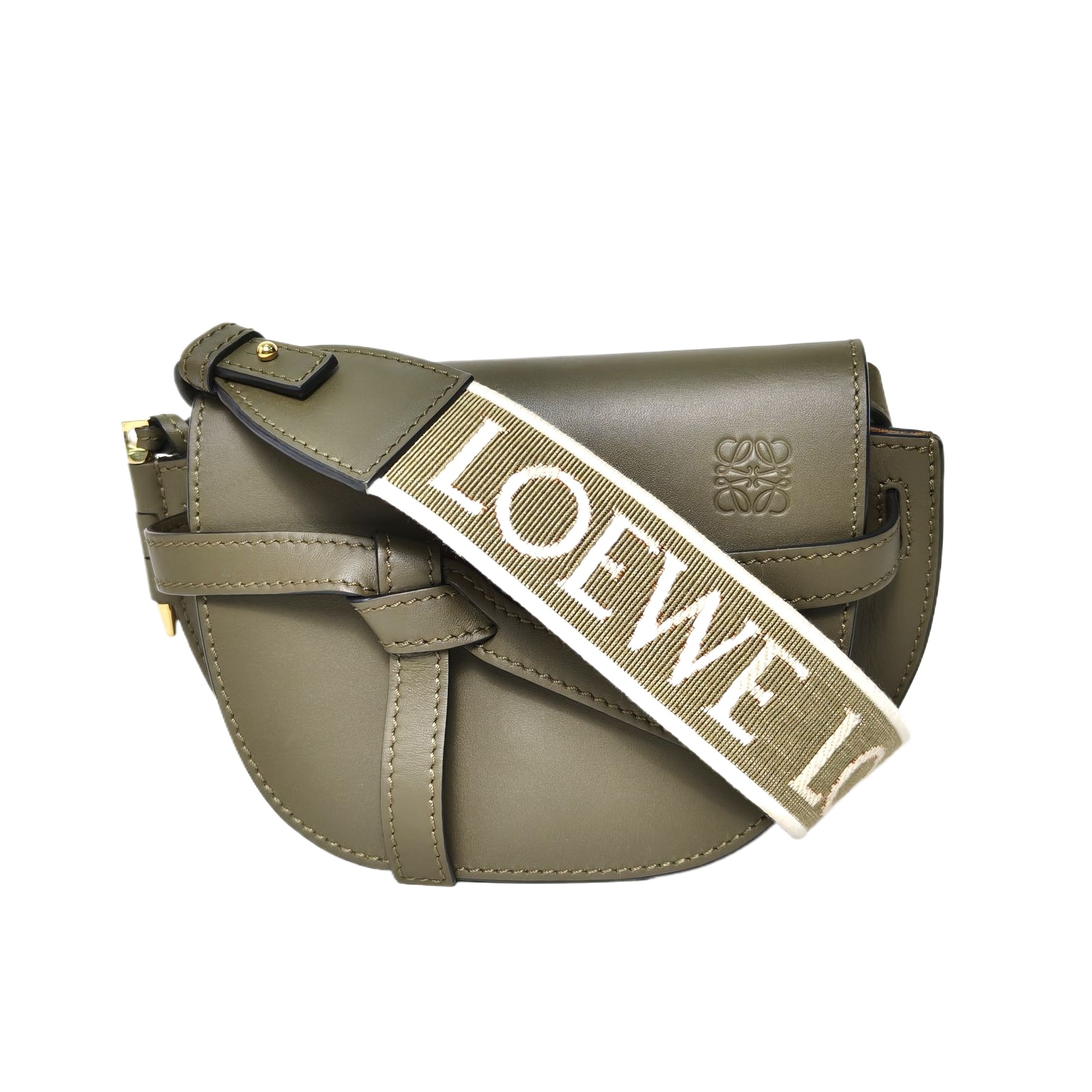 Loewe Gate Mini Dual 21cm in Green Leather