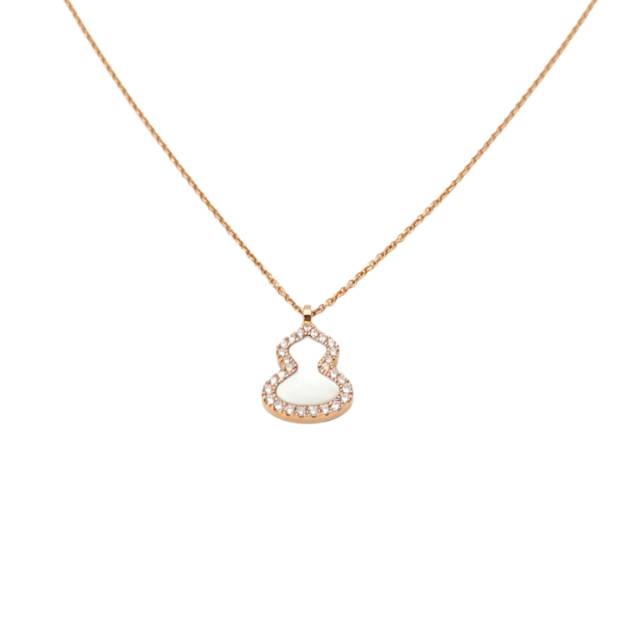 QEELIN Wulu Necklace With White MOP & Diamond 18K Pink Gold