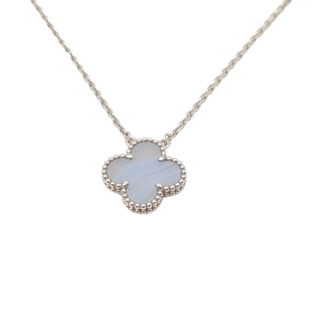 VAN CLEEF & ARPELS Vintage Alhambra Necklace With Purple Jade 18K White Gold