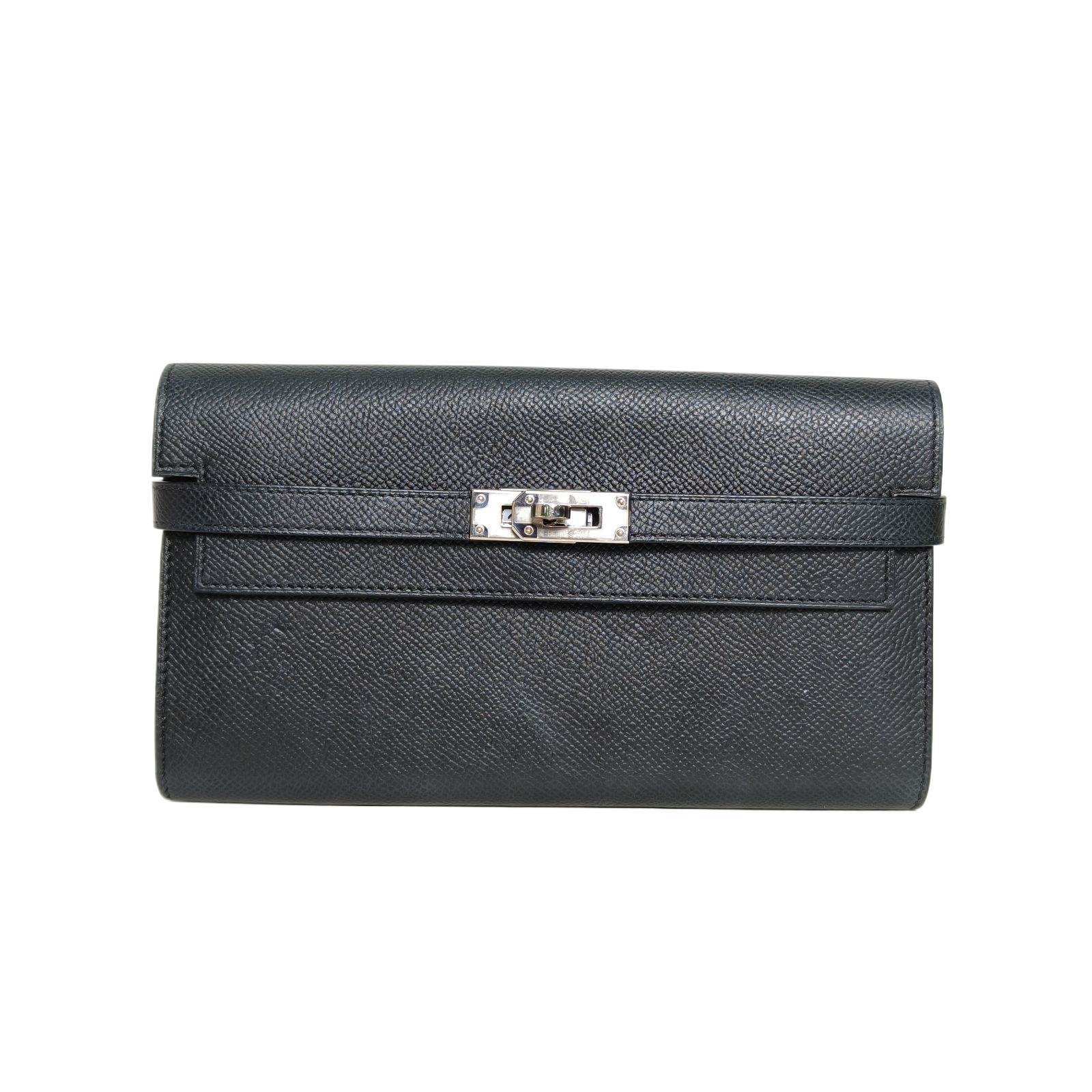 Hermes Kelly Long Wallet 19.7 in Black Epsom Leather