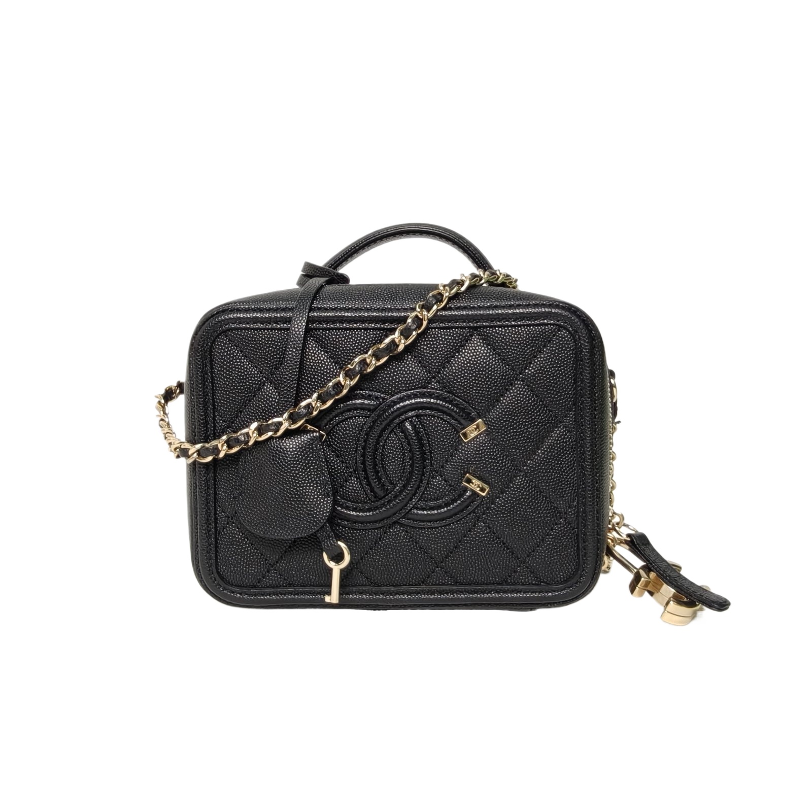 Chanel Vanity Case Small 17 in Black Grained Leather