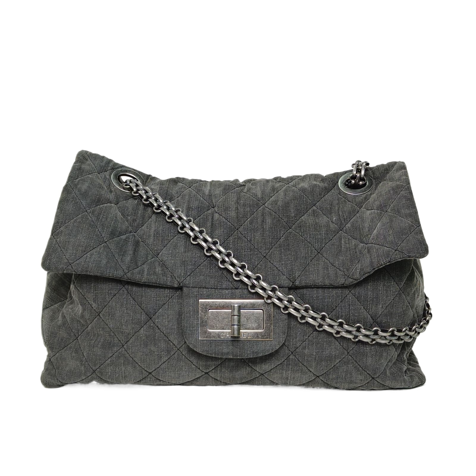 Chanel 2.55 XXL Airport Bag 47cm in Dark Grey Denim