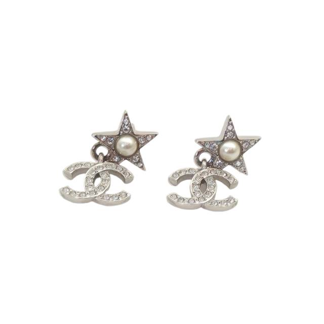 CHANEL 25S CC Star Earrings With Pearl & Crystals Alloy