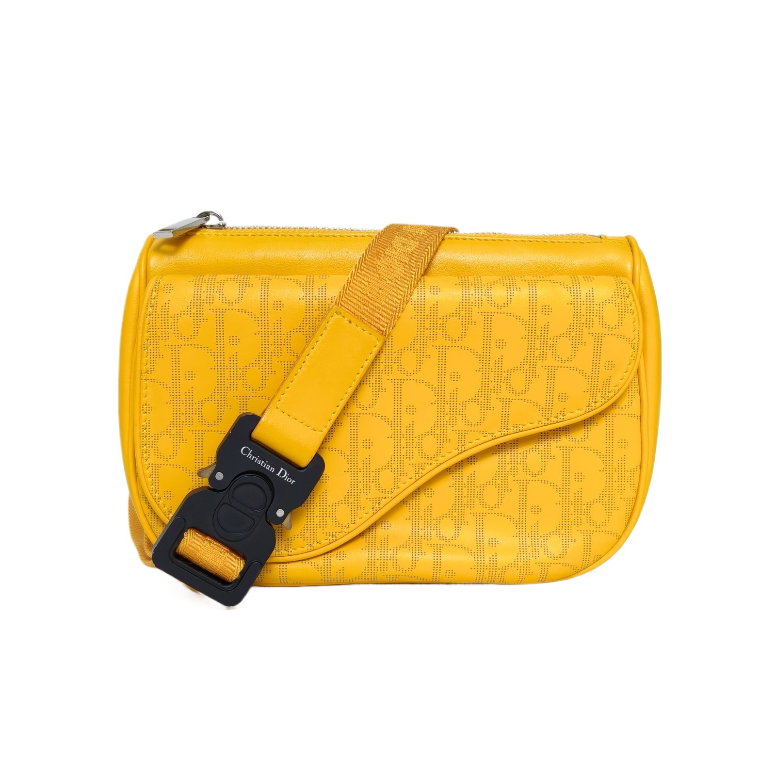 Dior World Tour Saddle Waist Bag 22cm in Yellow Leather