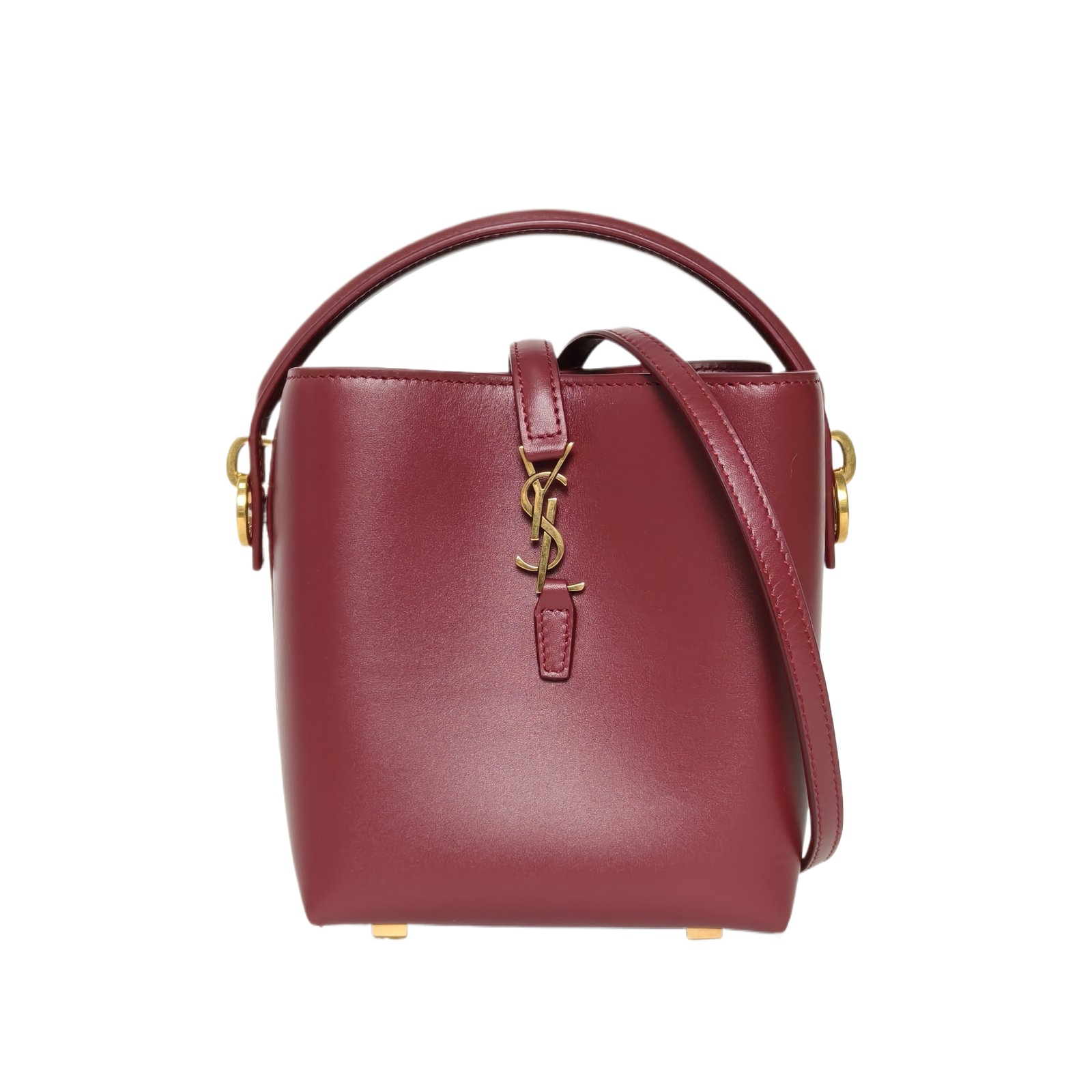 YSL LE 37 Mini Bucket 13cm in Burgundy Leather