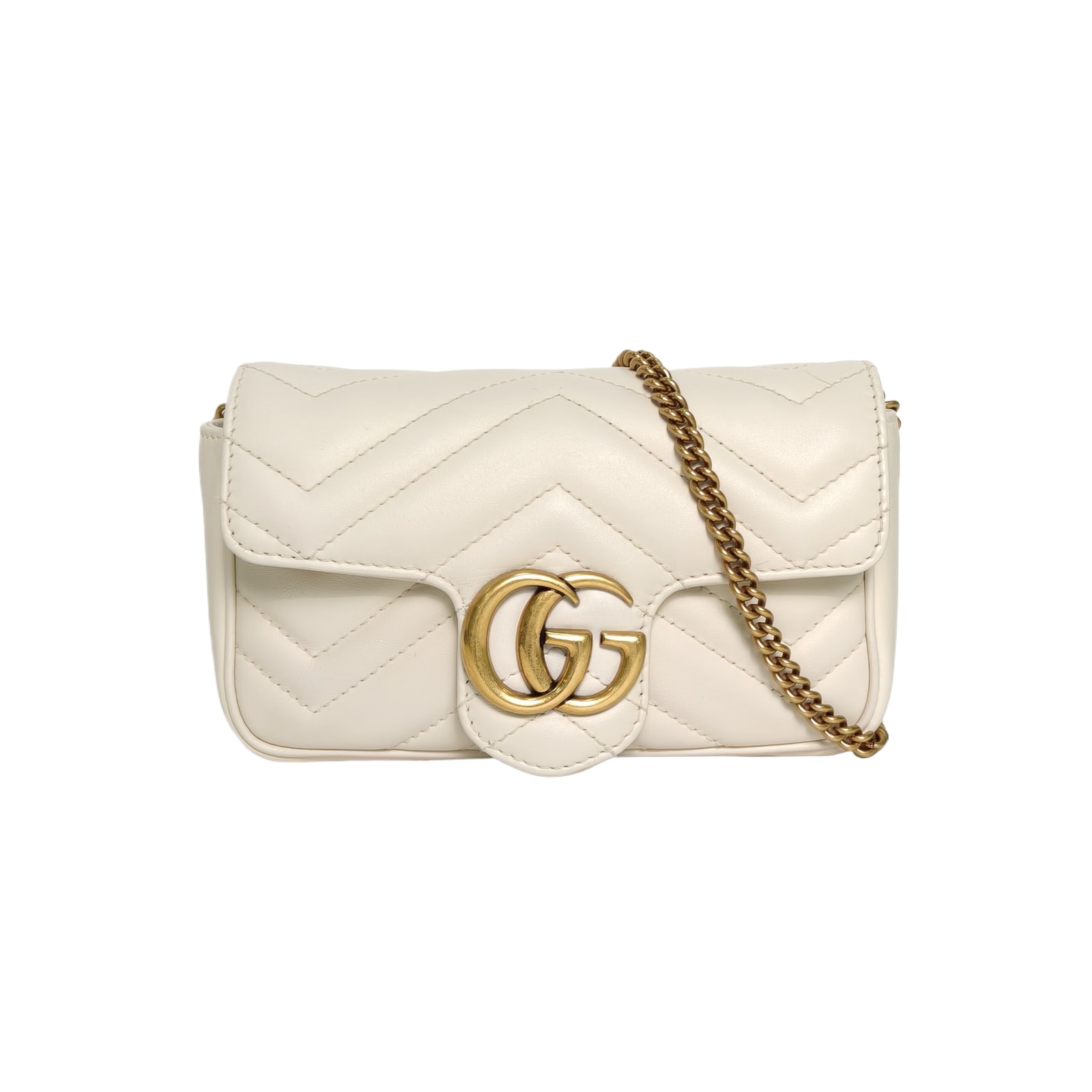 Gucci GG Marmont Super Mini 16.5cm in White Leather