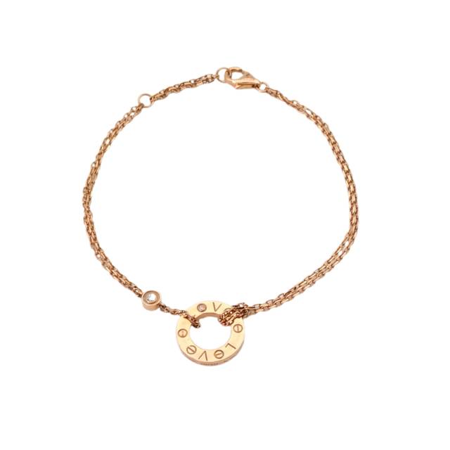 CARTIER LOVE Bracelet With 2 Diamonds 18K Pink Gold