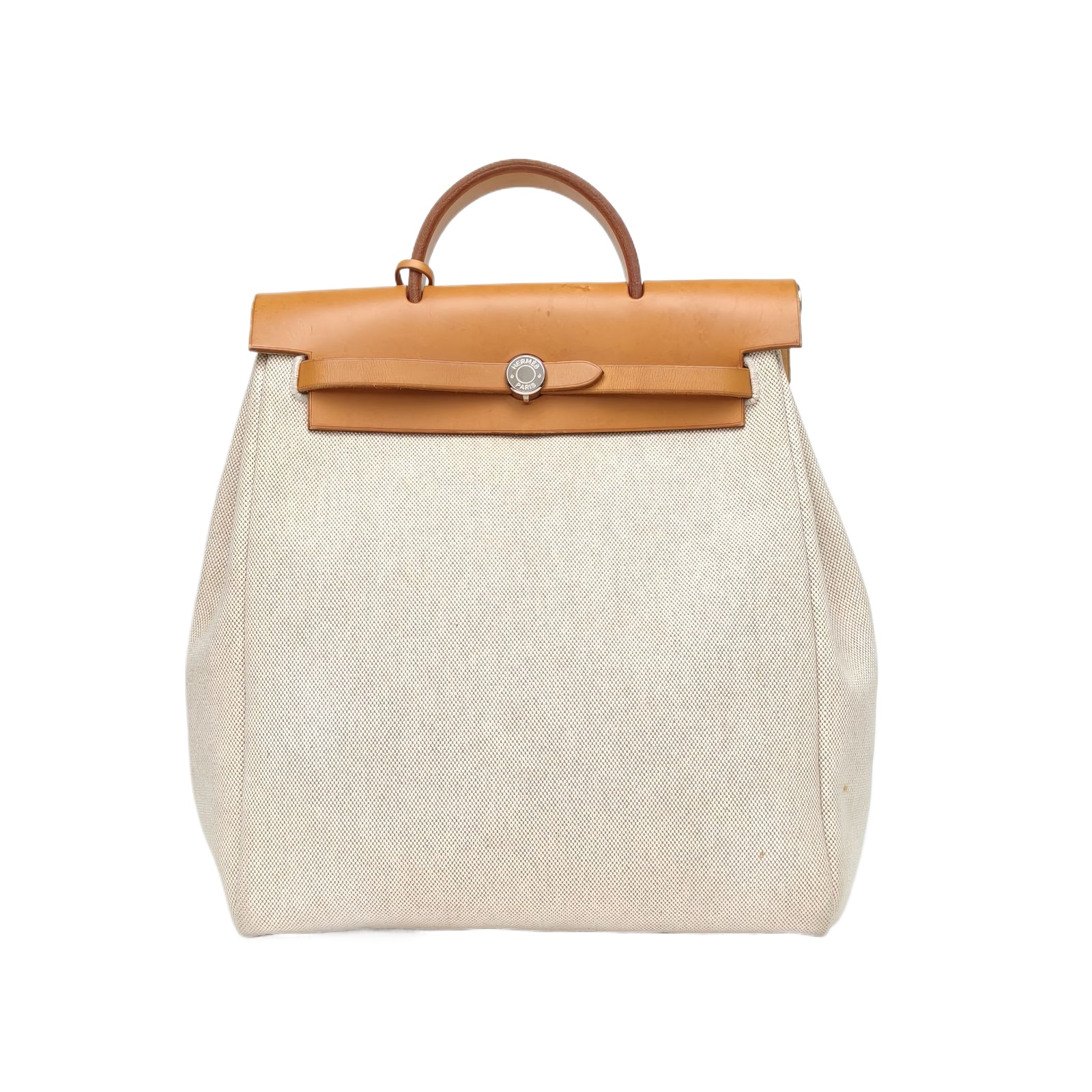 Hermes Herbag Backpack 28cm in White Waterproof Canvas