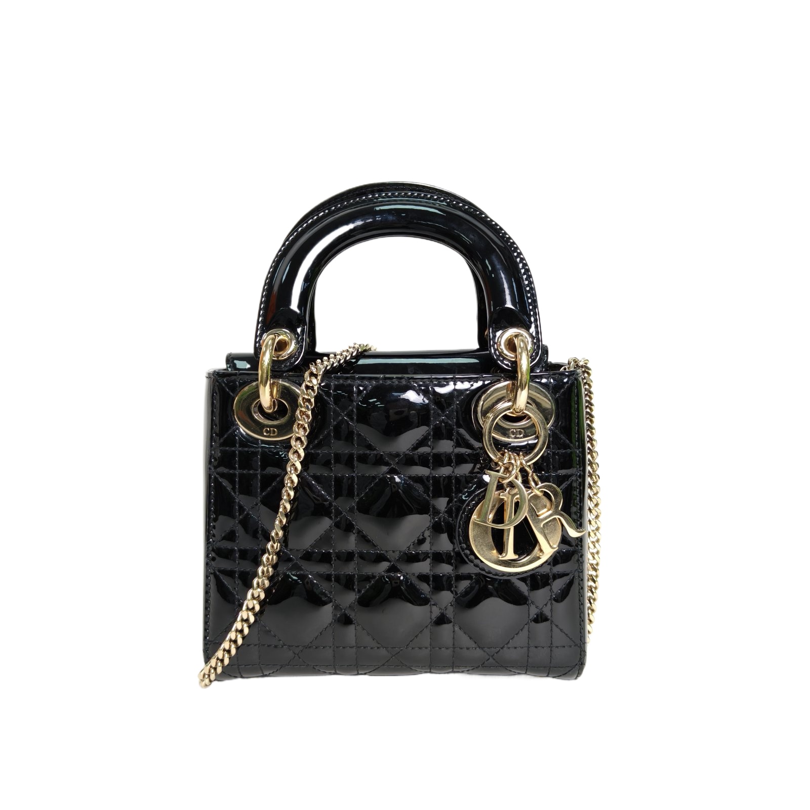 Dior Lady Dior 17cm in Black Patent Leather