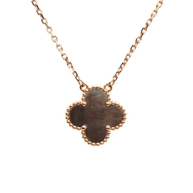 VAN CLEEF & ARPELS Vintage Alhambra Single Flower Necklace With Grey MOP 18K Pink Gold