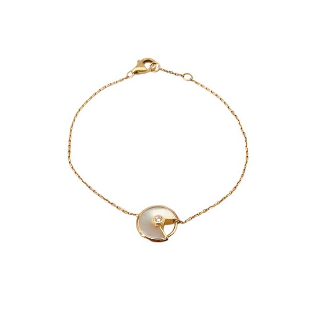 CARTIER Amulette Bracelet With Diamond & White MOP 18K Yellow Gold