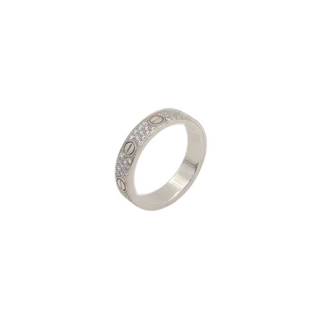 CARTIER LOVE Ring Full Diamonds Three-Row Narrow Version 18K White Gold