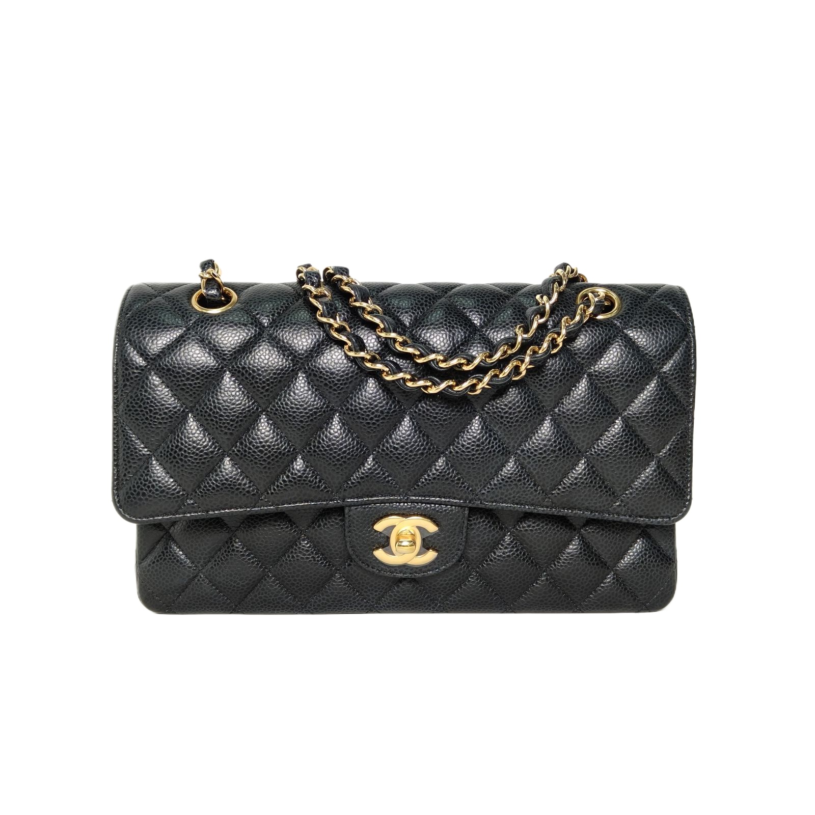 Chanel CF Medium 25.5cm in Black Grained Leather