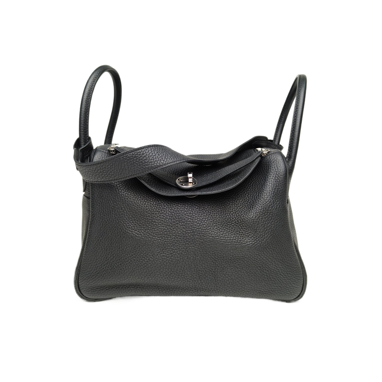 HERMES Lindy 30 in Black Clemence Leather