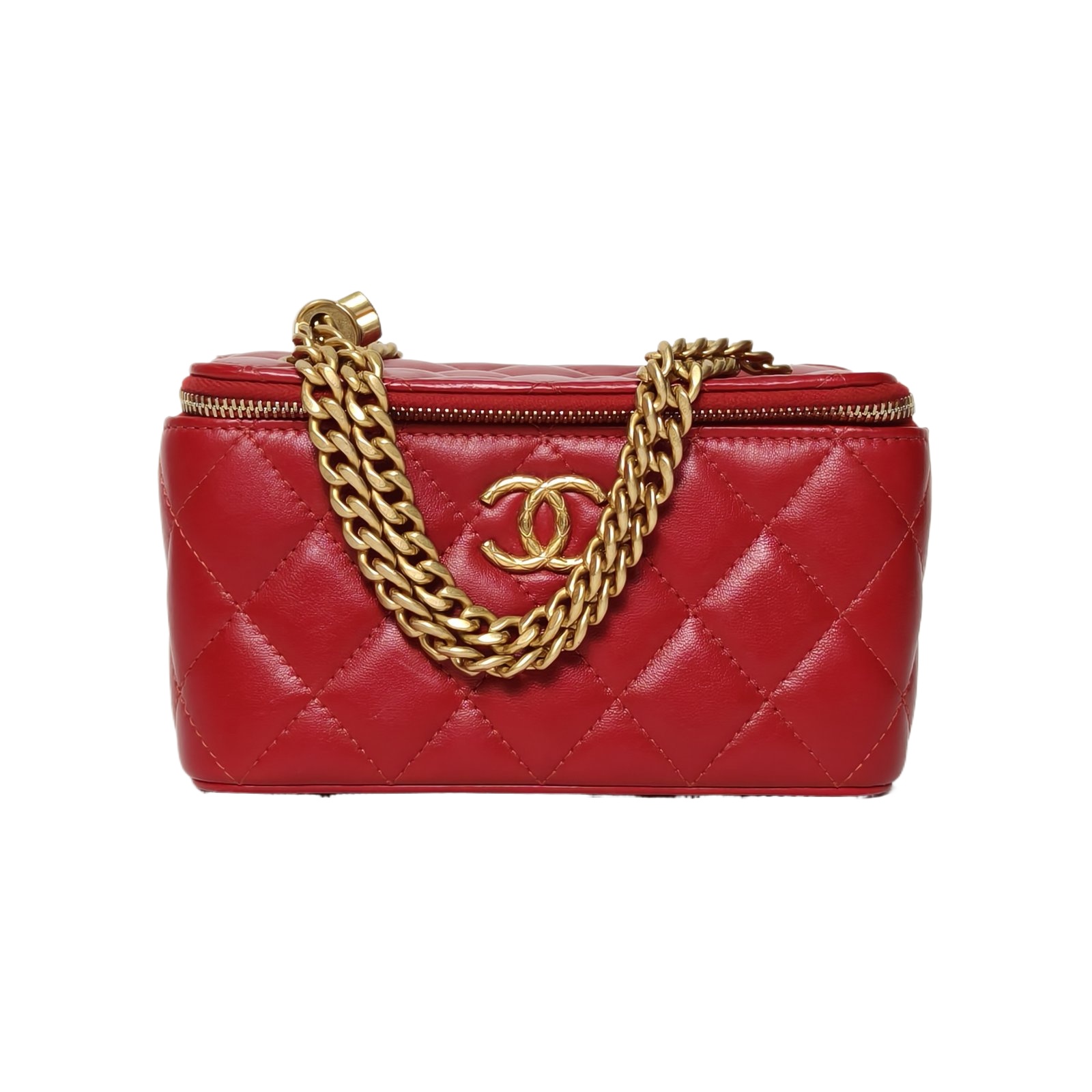 Chanel 22C Long Box 17cm in Red Leather