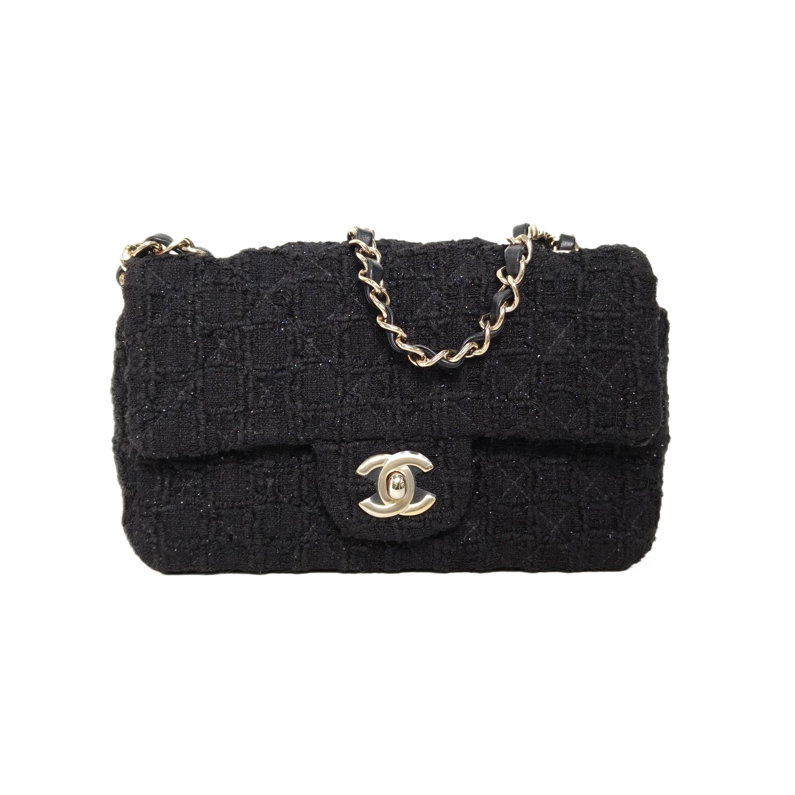Chanel Classic Flap Large Mini 20cm in Black Tweed