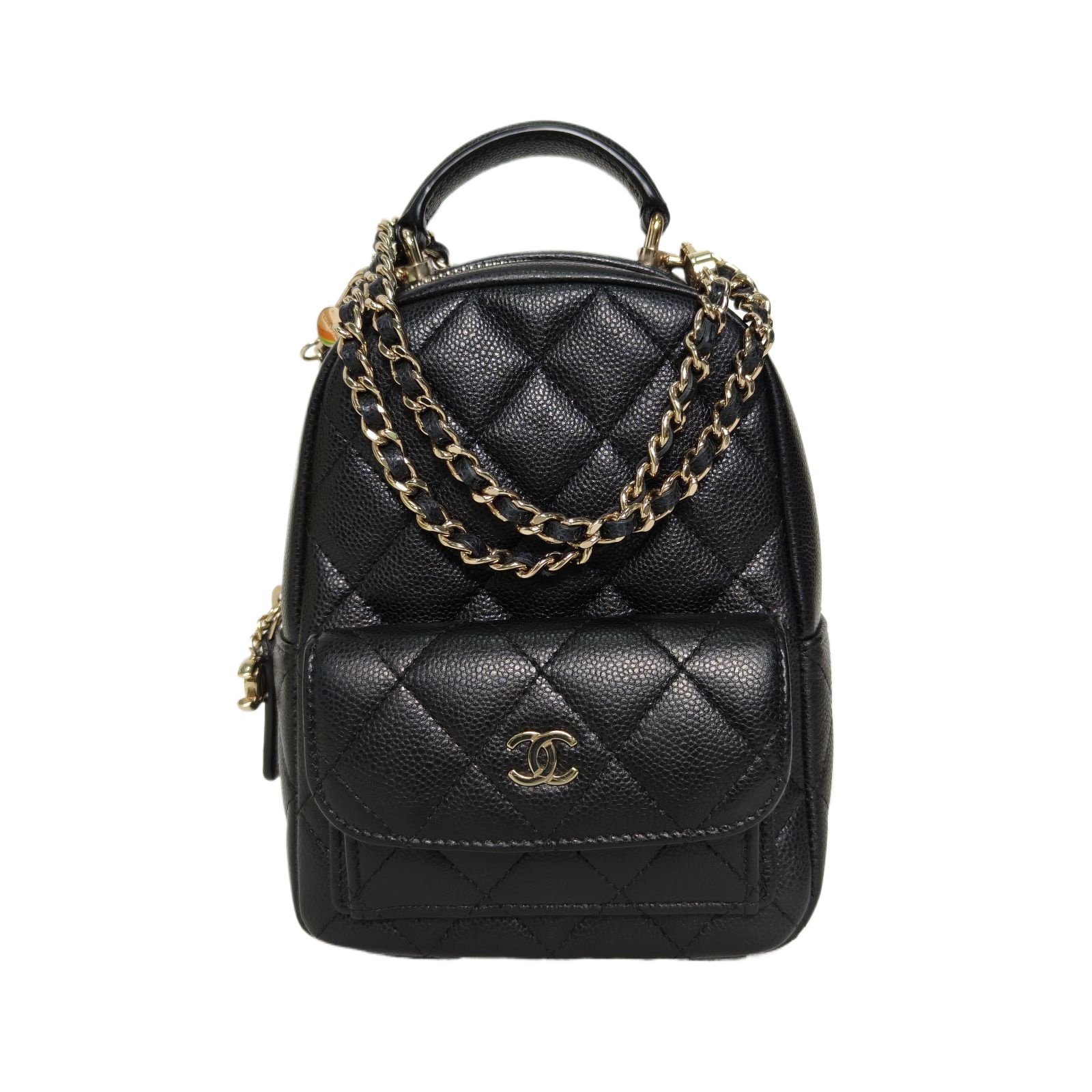 Chanel Backpack Mini 13cm in Black Grained Leather