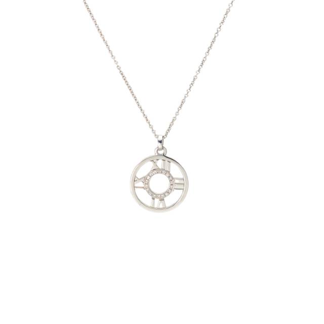 TIFFANY & CO. Atlas Half Diamond Circle Necklace 18K White Gold