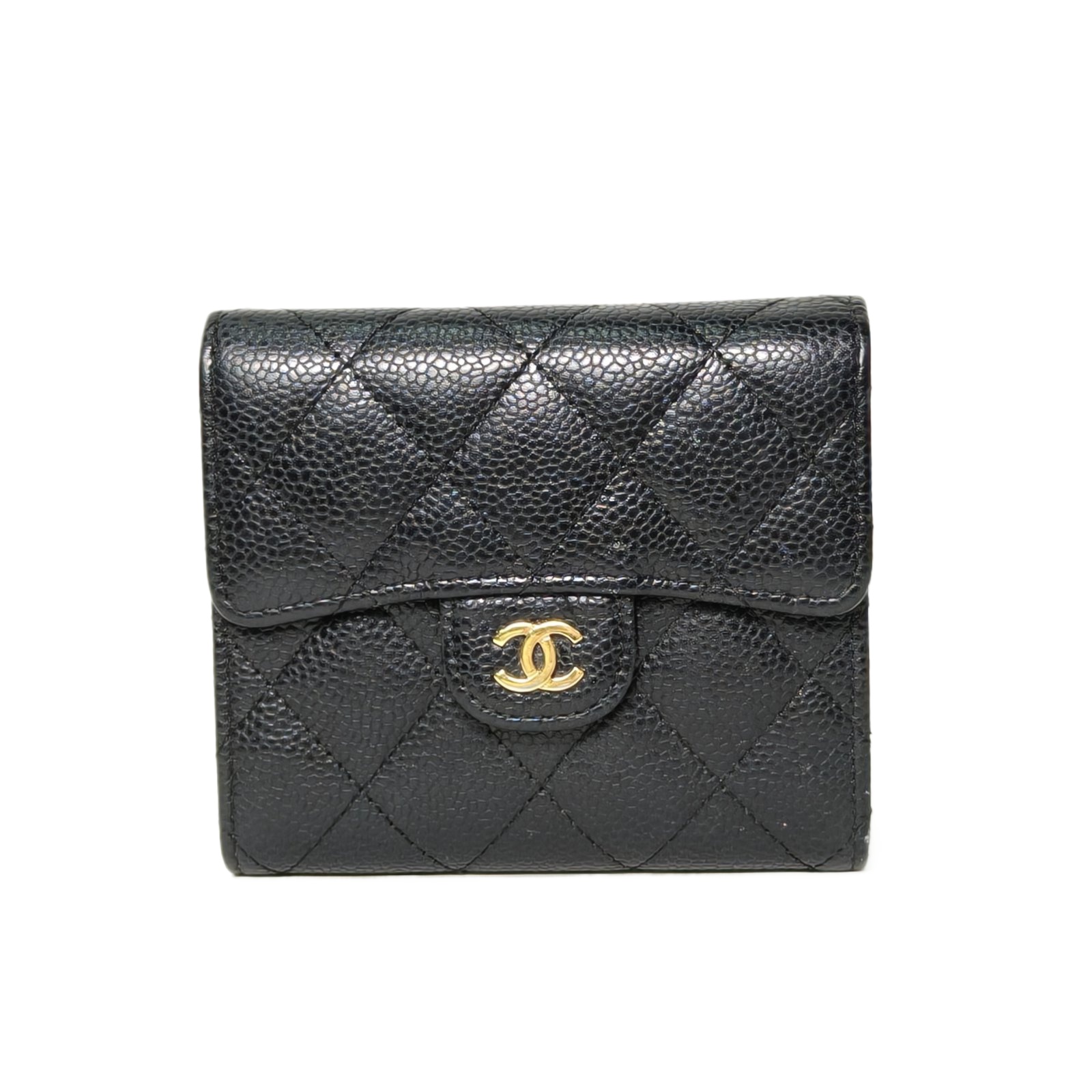 Chanel Classic Trifold Wallet in Black Grained Leather