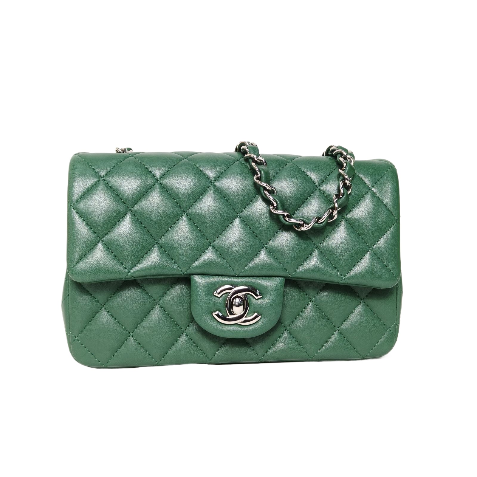 Chanel Classic Flap Large Mini 20cm in Green Leather