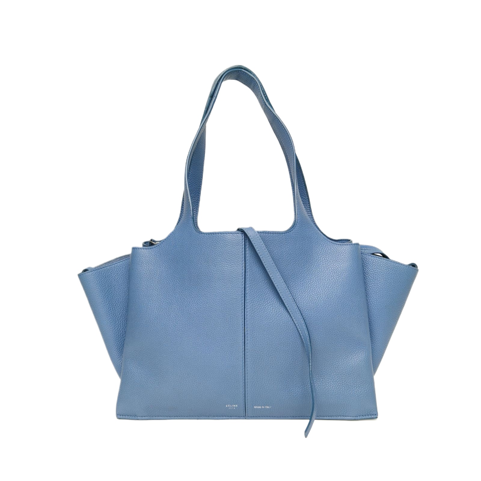 Celine Triomphe Bat Tote Medium in Blue Leather