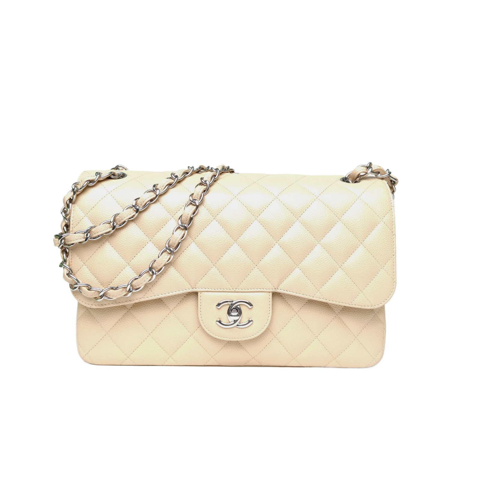 Chanel CF Jumbo 30cm Flap Bag in Beige Quilted Leather