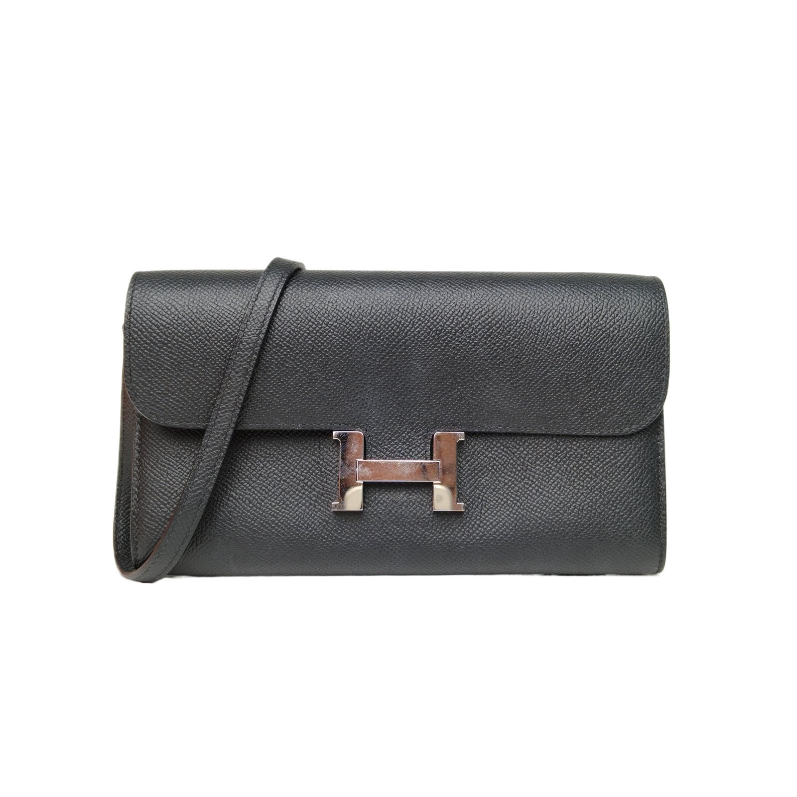 HERMES Constance Long To Go 89 Wallet in Black Epsom Leather