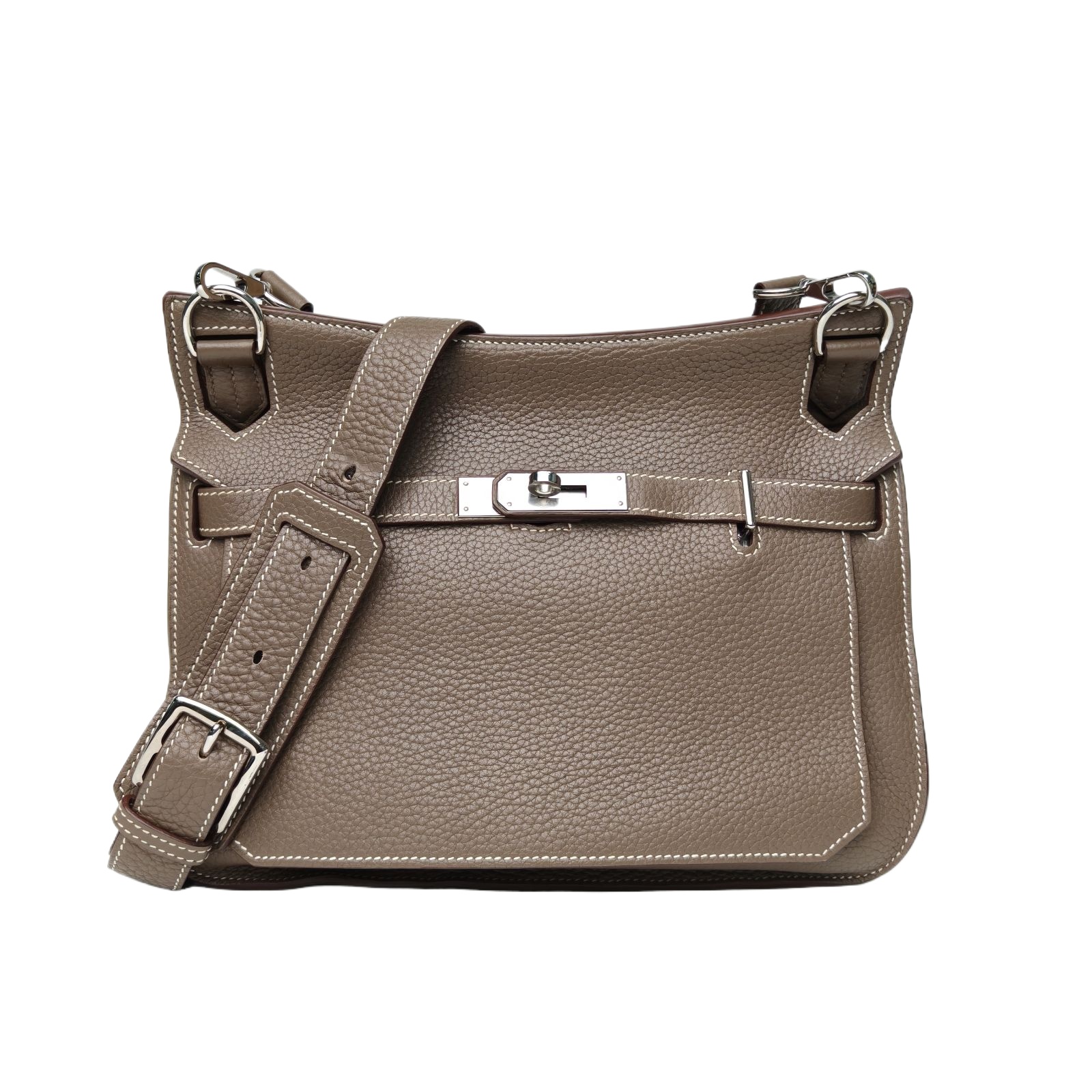 HERMES Jypsiere 28 Bag in Gris Etoupe Taurillon Clemence Leather