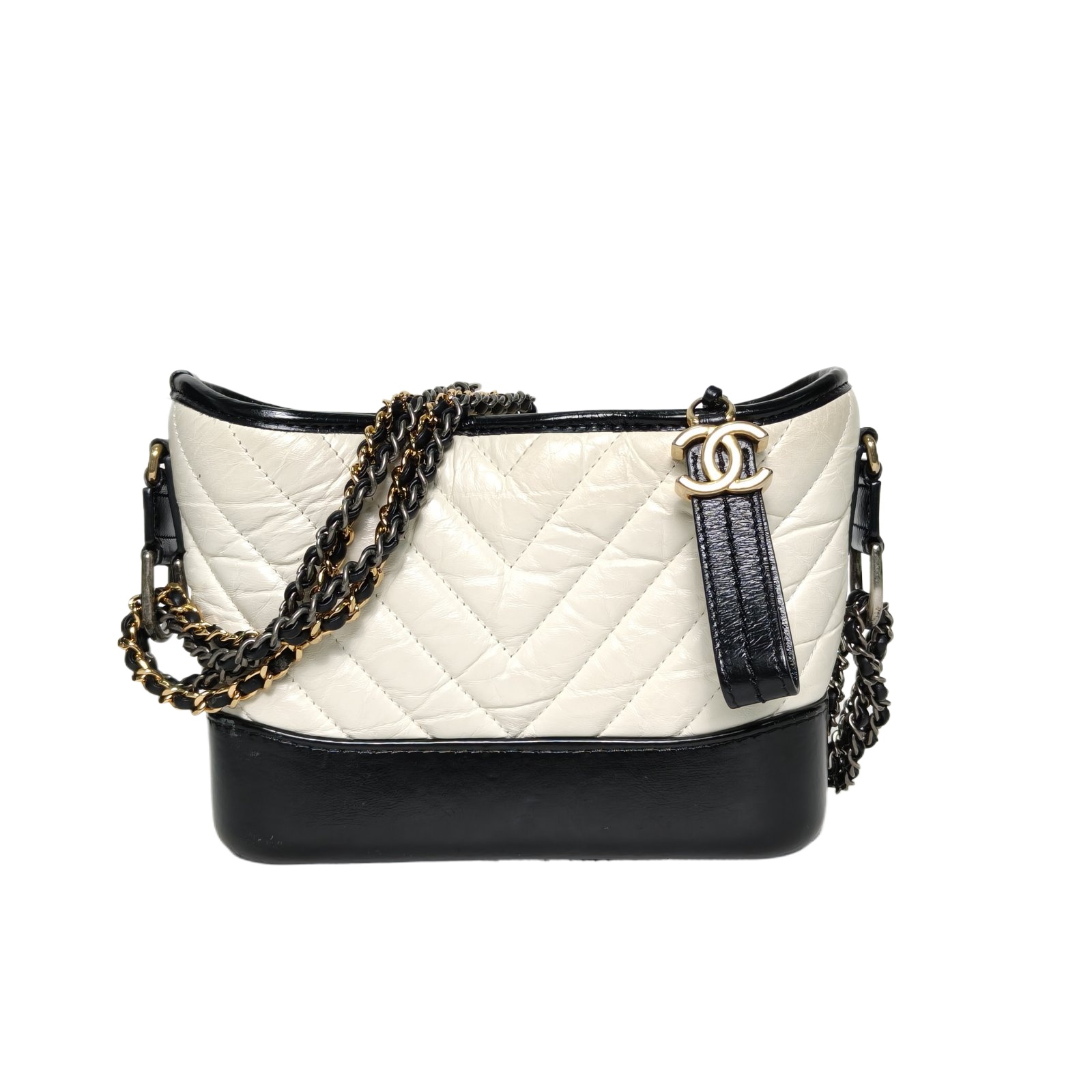 Chanel GABRIELLE Small 20cm Black and White Quilted Leather