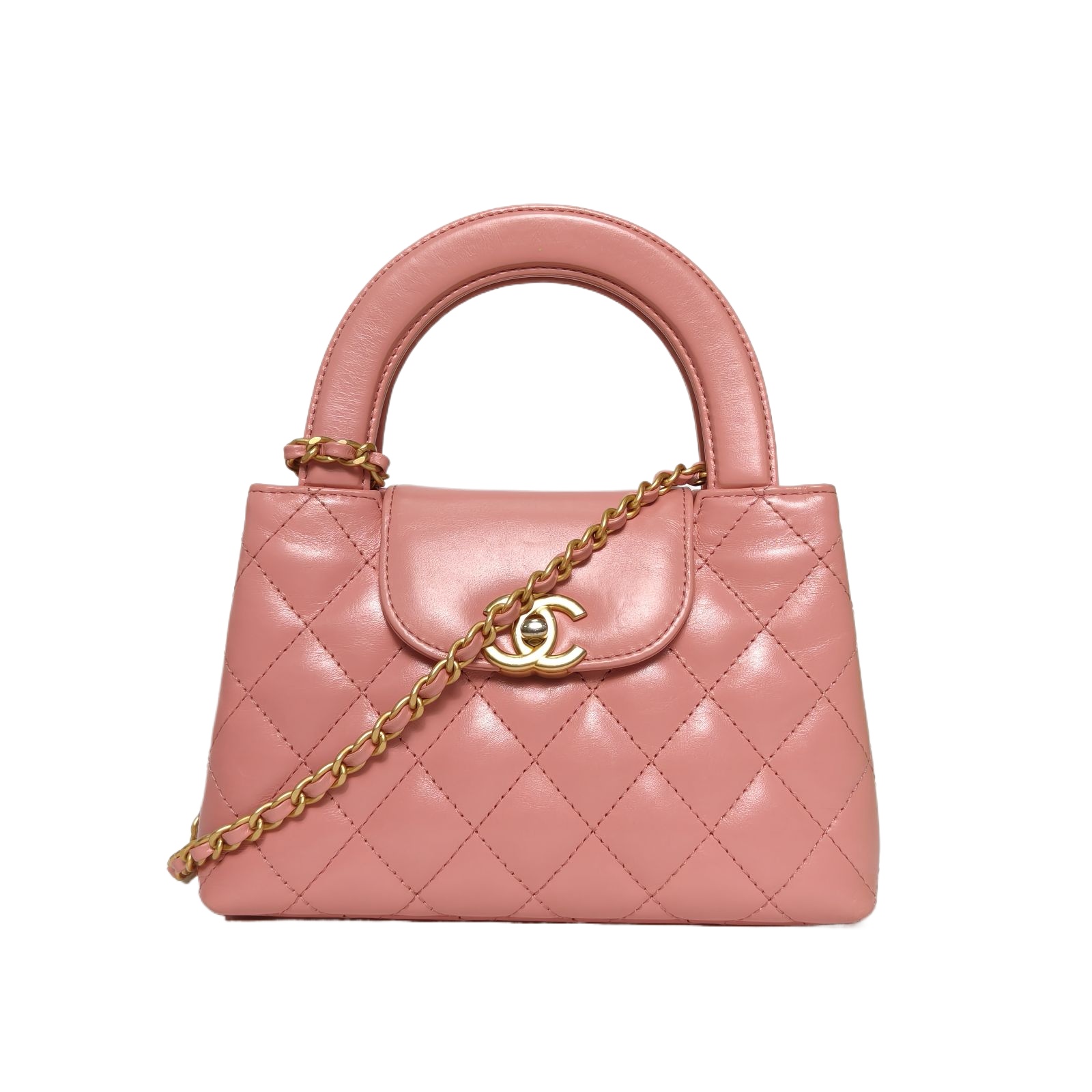 Chanel 23K Kelly Top Handle Bag Small 19cm Pink Leather