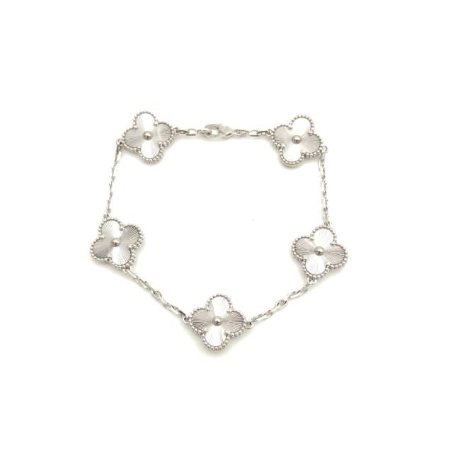 VAN CLEEF & ARPELS Vintage Alhambra 5 Motifs Bracelet 18K white gold