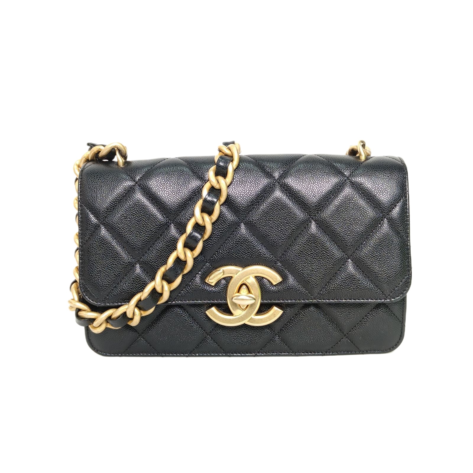 Chanel Flap Bag Black Grained Leather