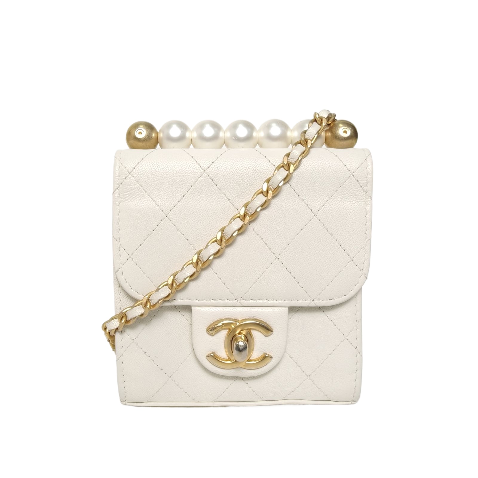 Chanel CF Pearl Mini Flap 12cm White Leather