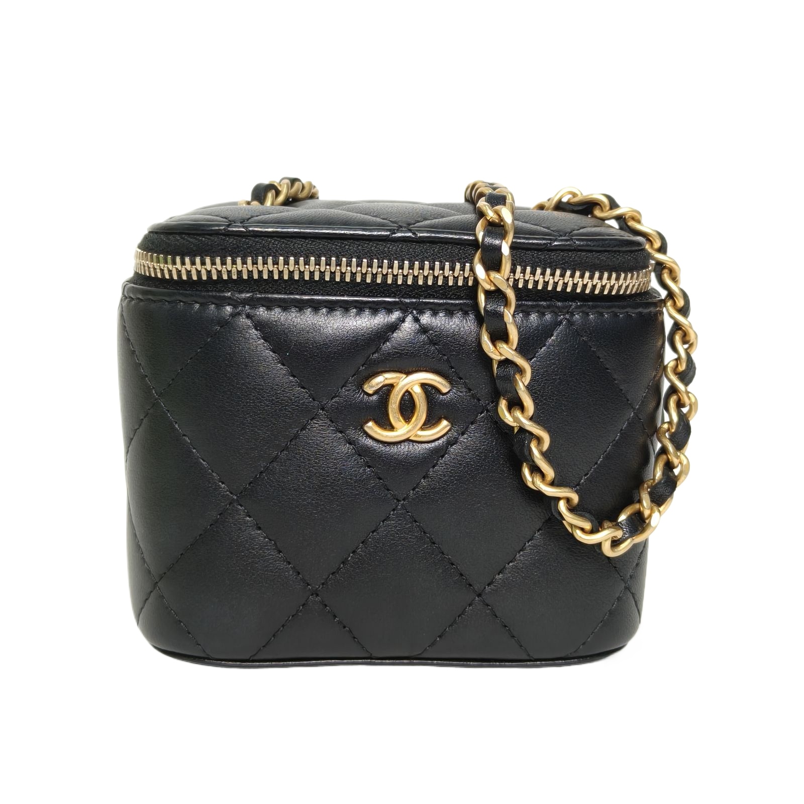 Chanel 21B Vanity Case No Mirror 10cm Black Leather