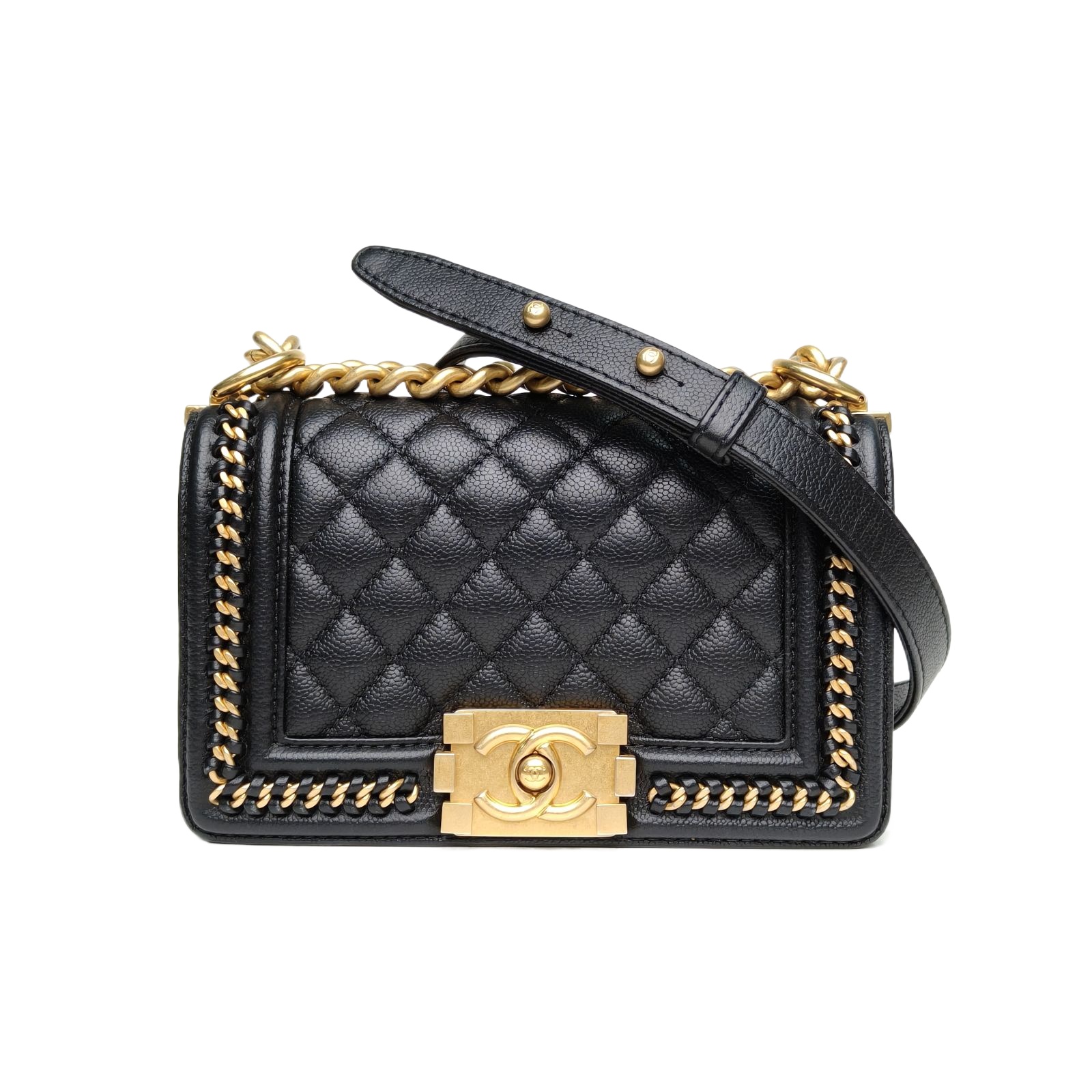Chanel Leboy Small 20.5cm Black Grained Leather