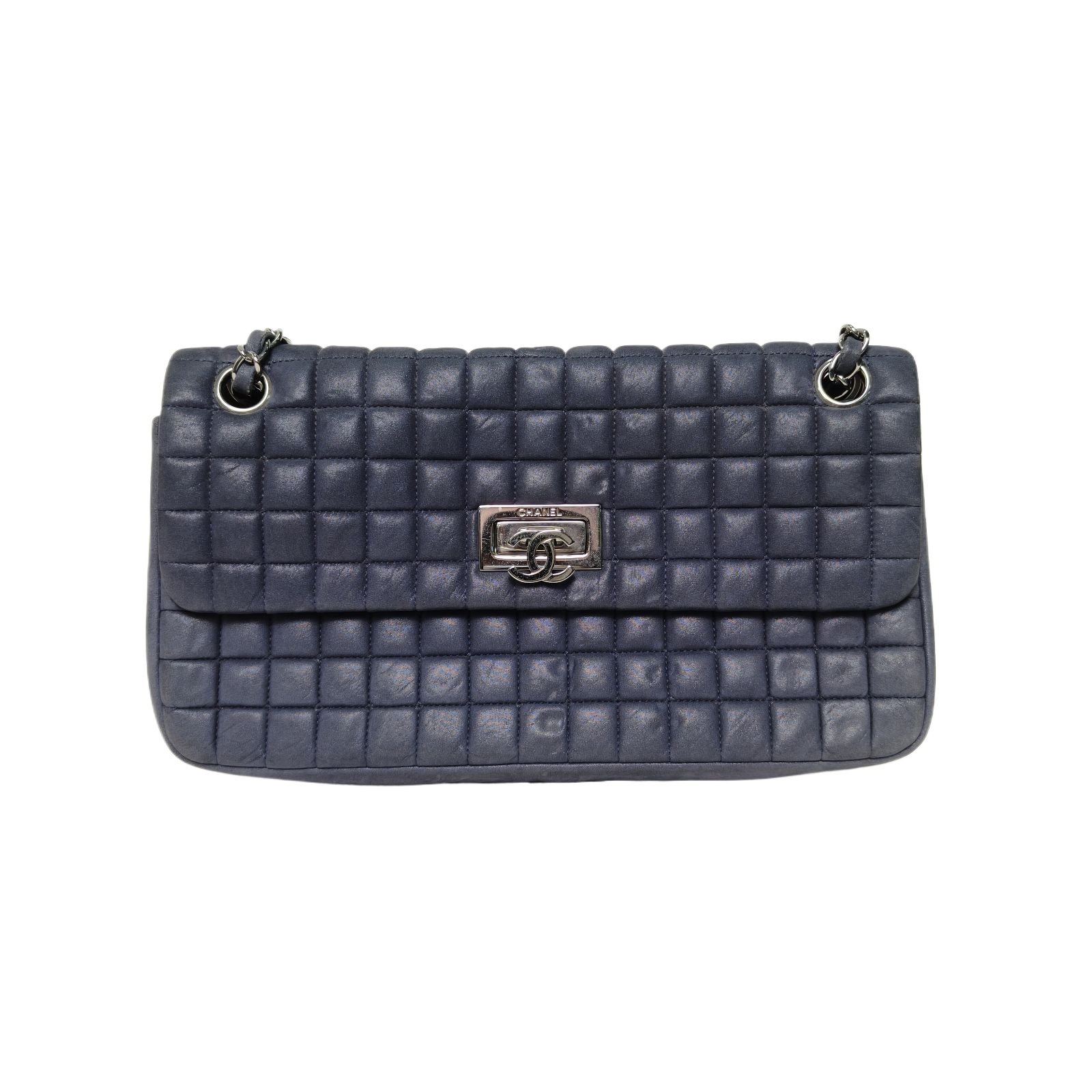Chanel Vintage Ice Cube Chain Bag Blue Leather