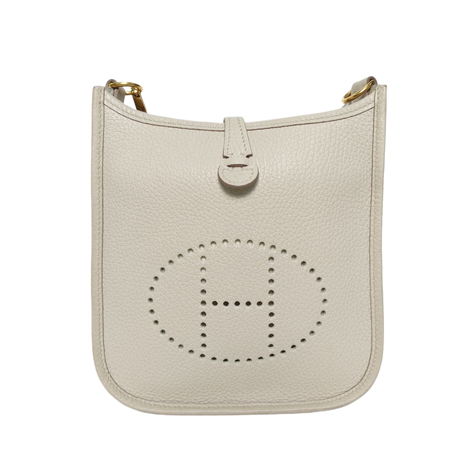 HERMES Evelyne Mini 16 Bag White Togo Leather
