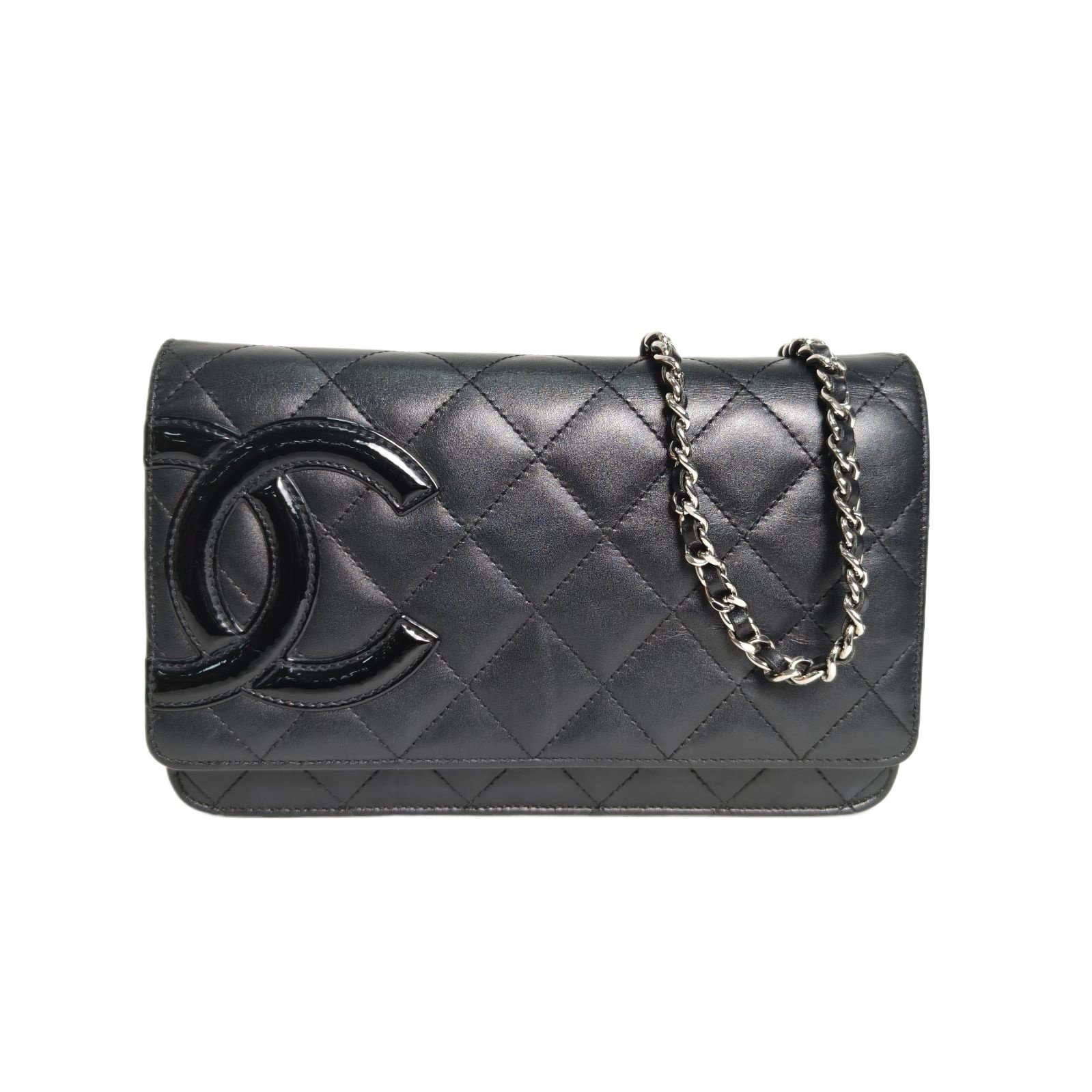 Chanel Vintage Long Chain WOC Black Leather