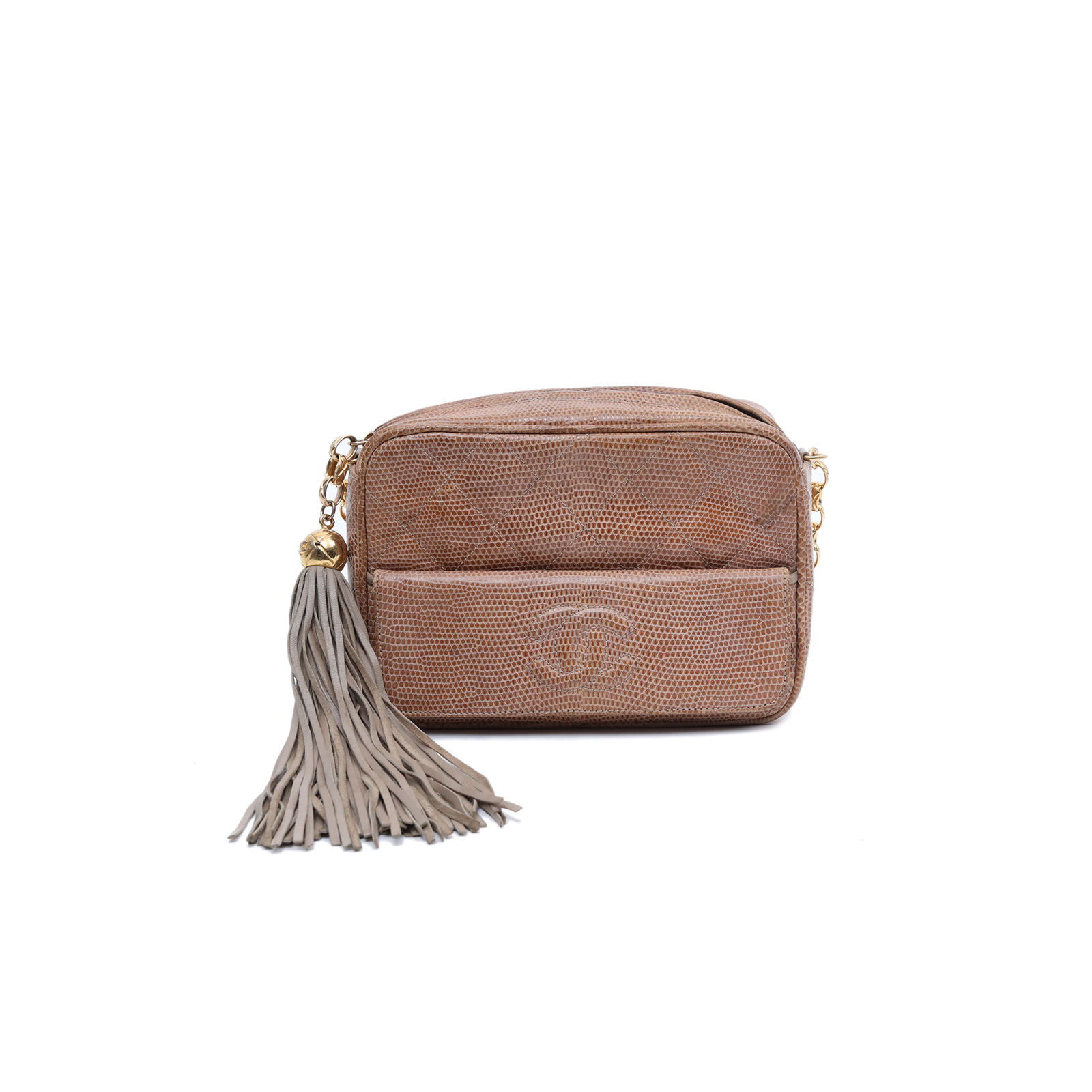 CHANEL Vintage Camera Bag Brown Lizard Skin