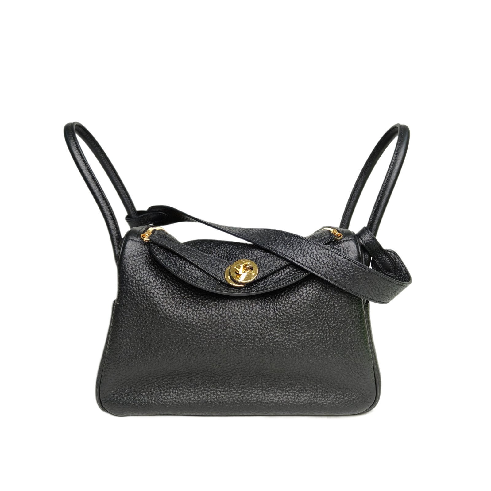 HERMES Lindy 26 Bag Black Clemence Leather