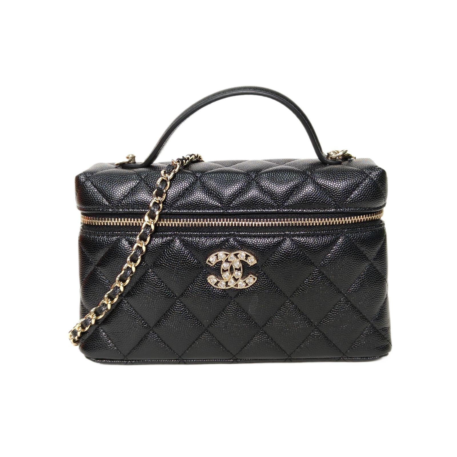 Chanel Vanity Case 25P Black Leather