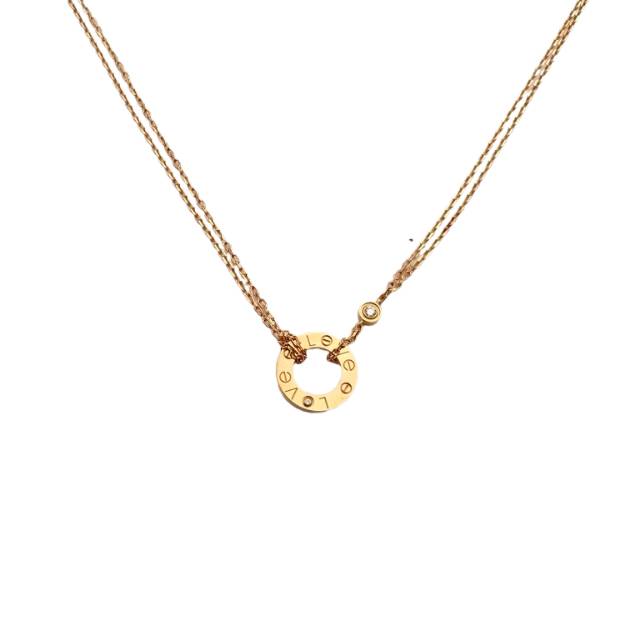 CARTIER LOVE 2 DIAMOND PENDANT NECKLACE 18K PINK GOLD