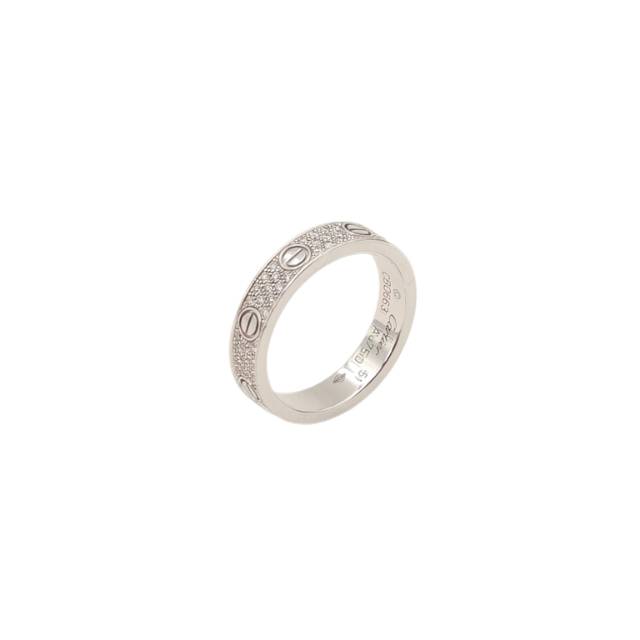CARTIER LOVE Full Paved Ring 18K White Gold with Diamonds