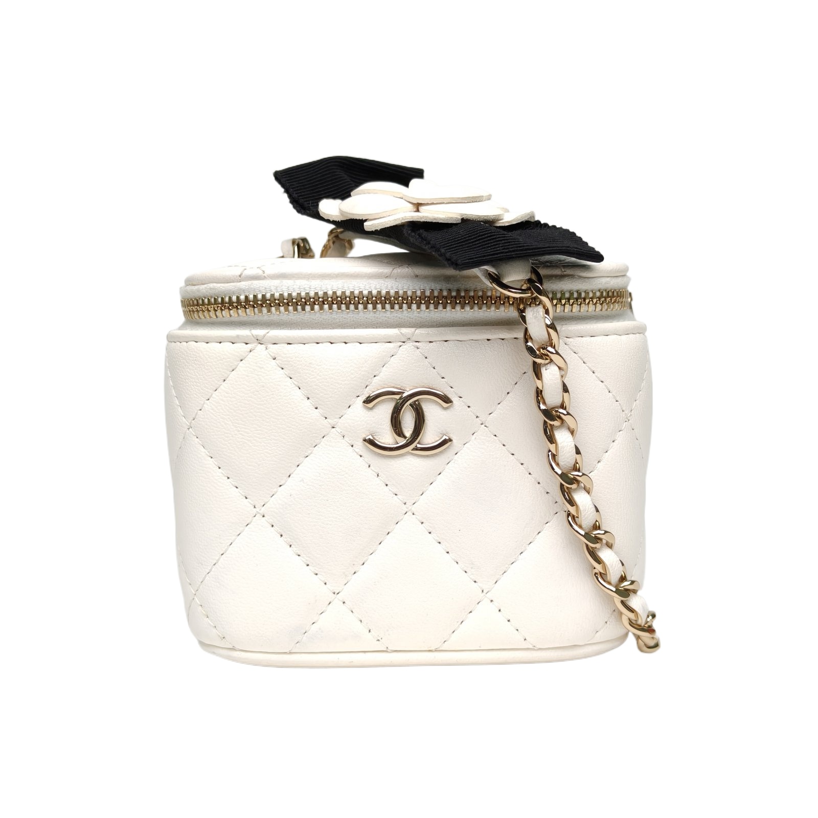 Chanel Vanity Case Mini 11 White Quilted Lambskin Leather