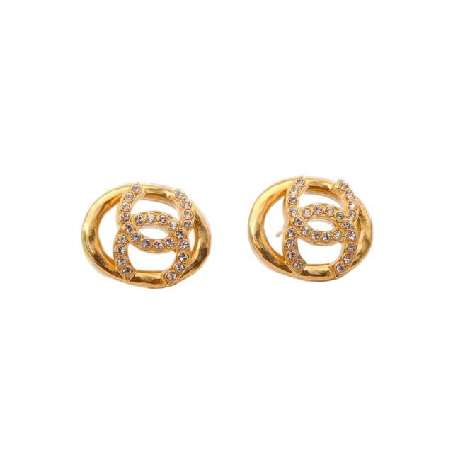 CHANEL 24S CC Logo Earrings Alloy with Crystals