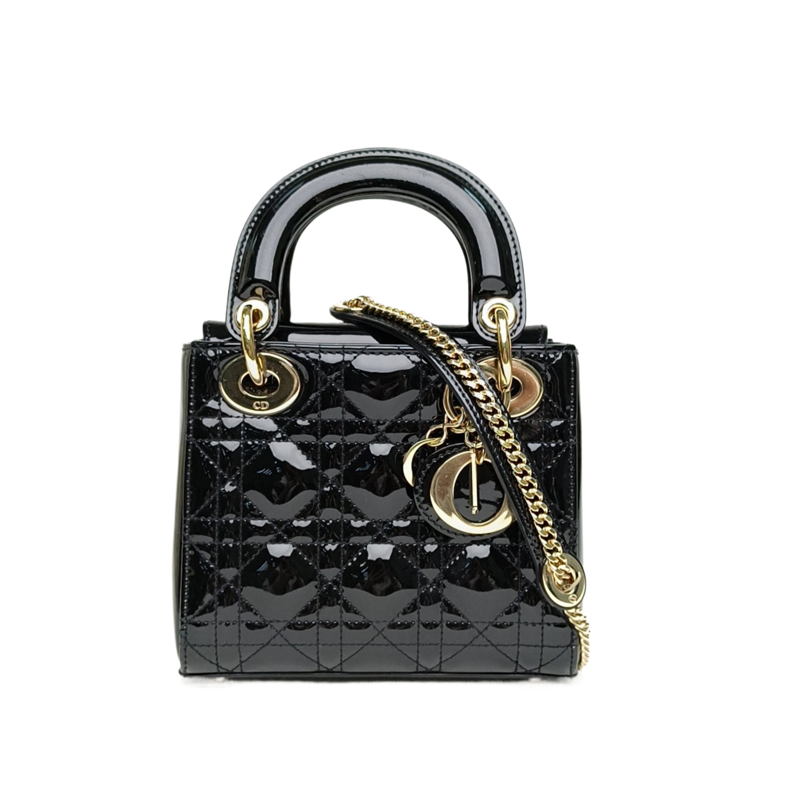 Dior Lady Dior Mini 3 Black Patent Leather