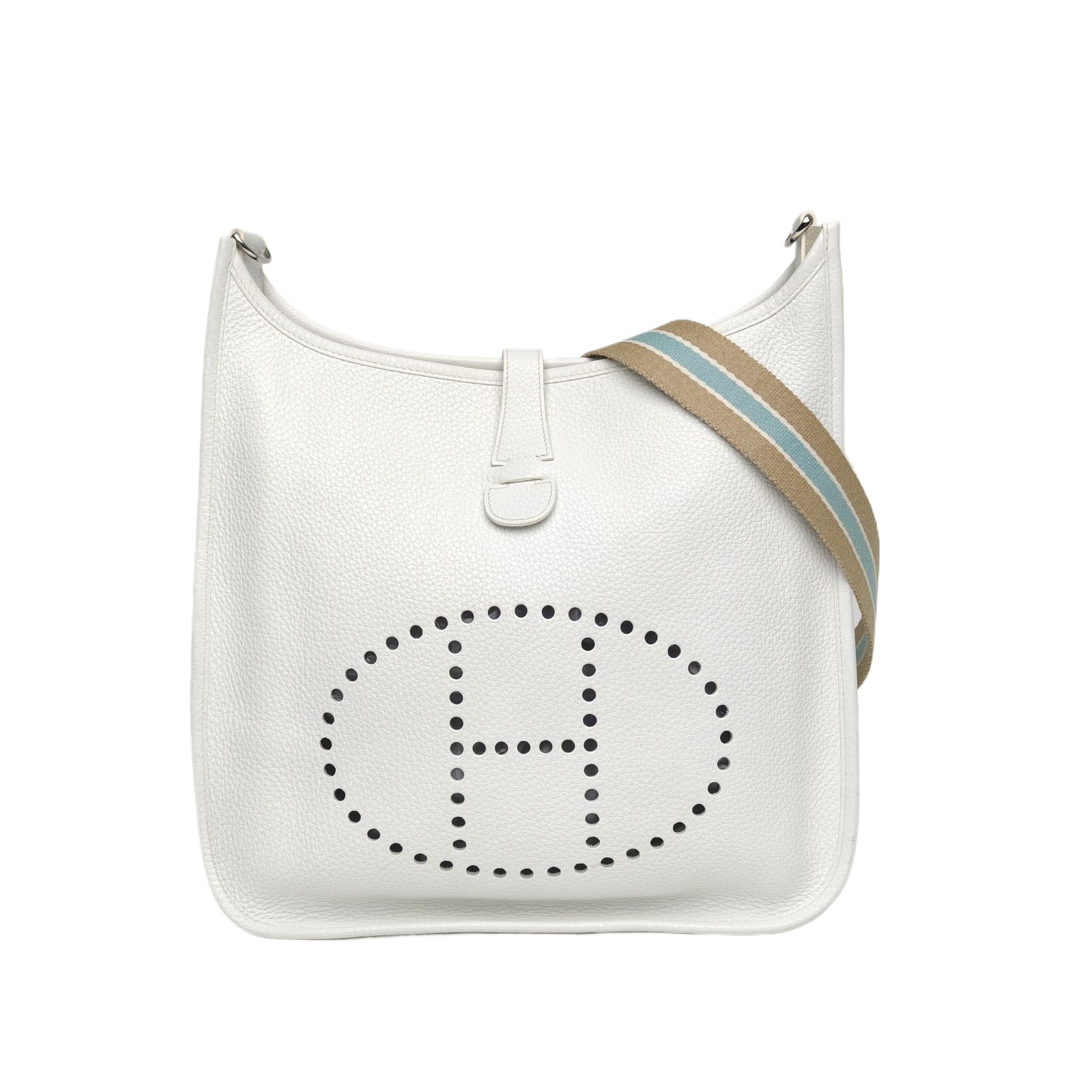 HERMES Evelyne 29 PM White Clemence Leather